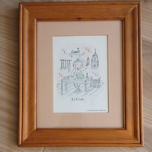 VTG Wooden Framed Art Print "La Cook" 1981 Arlene Dietrich Miller